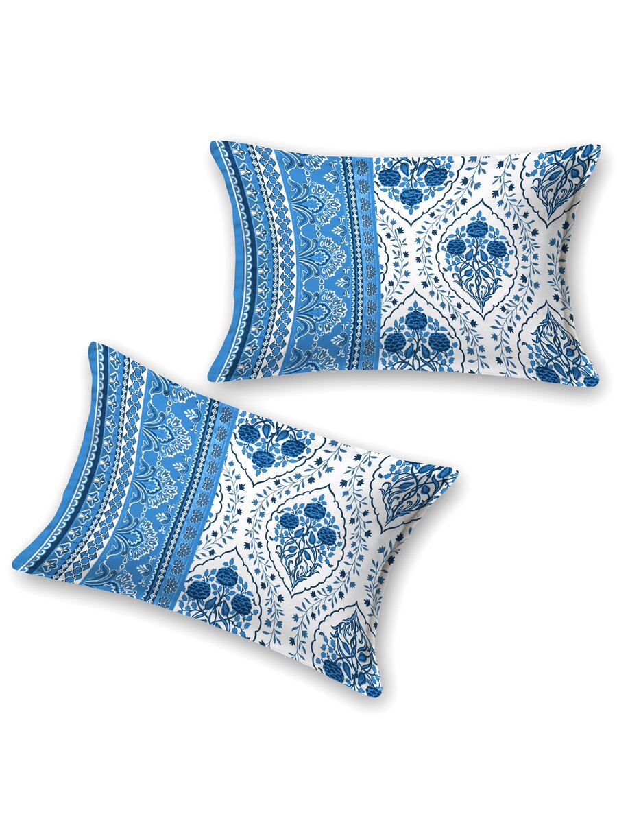 Cotton Printed Bedsheet with 2 Pillow Covers - (108 x 108 Inch)
