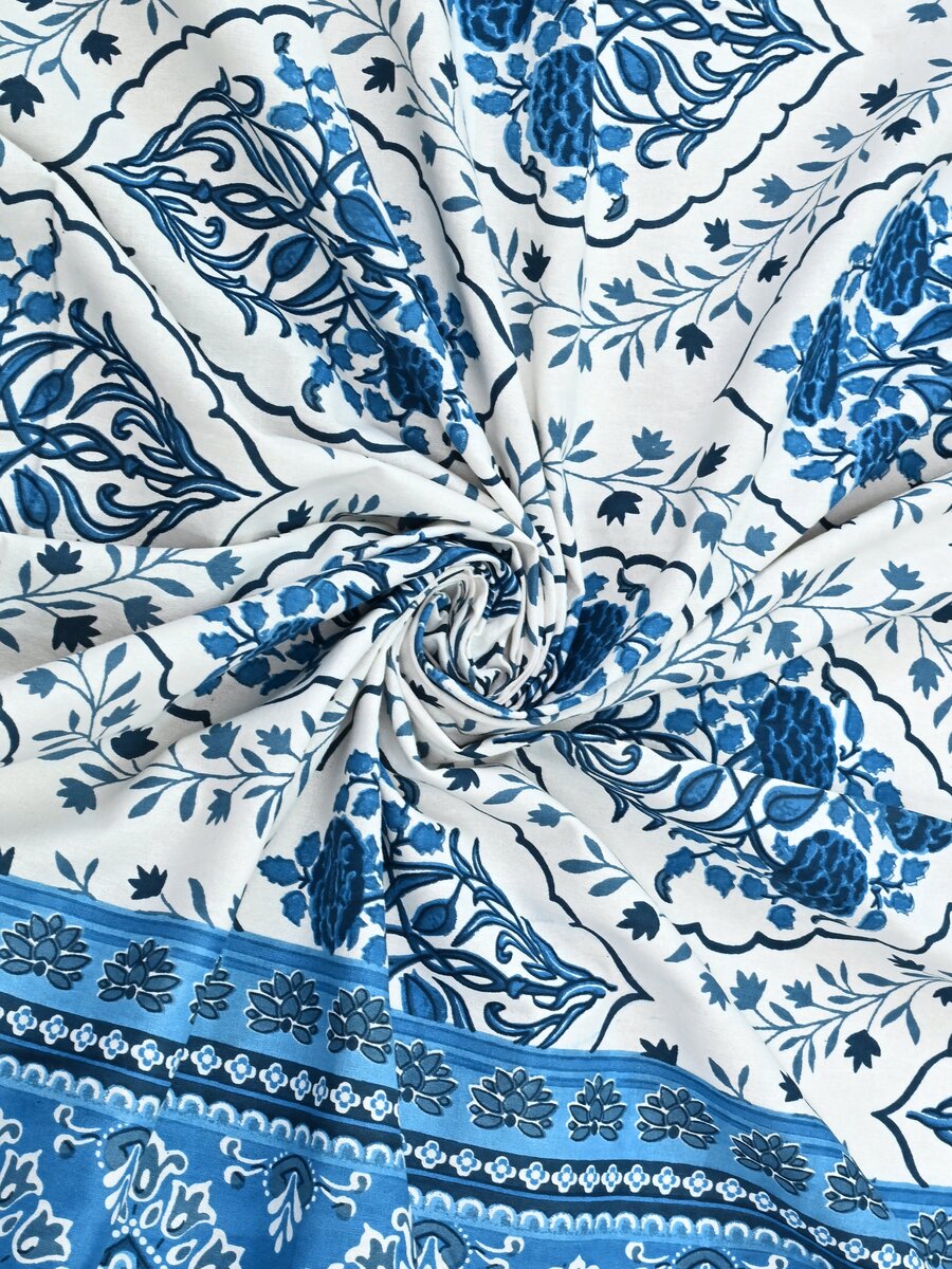 Cotton Printed Bedsheet with 2 Pillow Covers - (108 x 108 Inch)