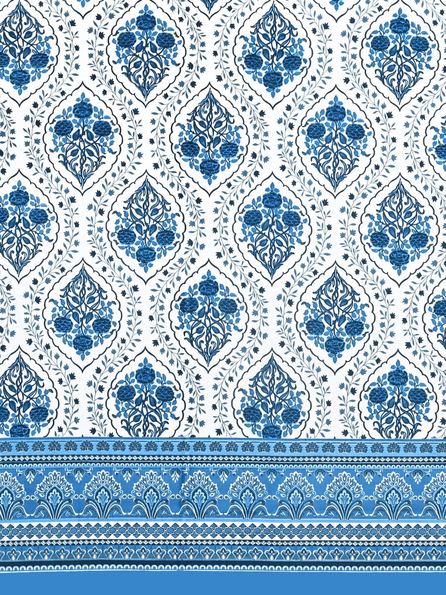 Cotton Printed Bedsheet with 2 Pillow Covers - (108 x 108 Inch)