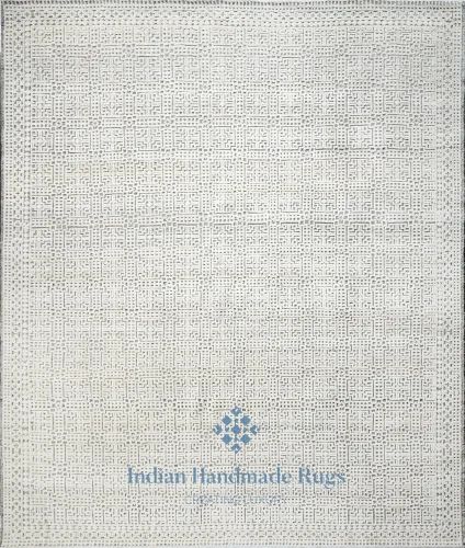 Hand knotted wool rug from Bhadohi, India