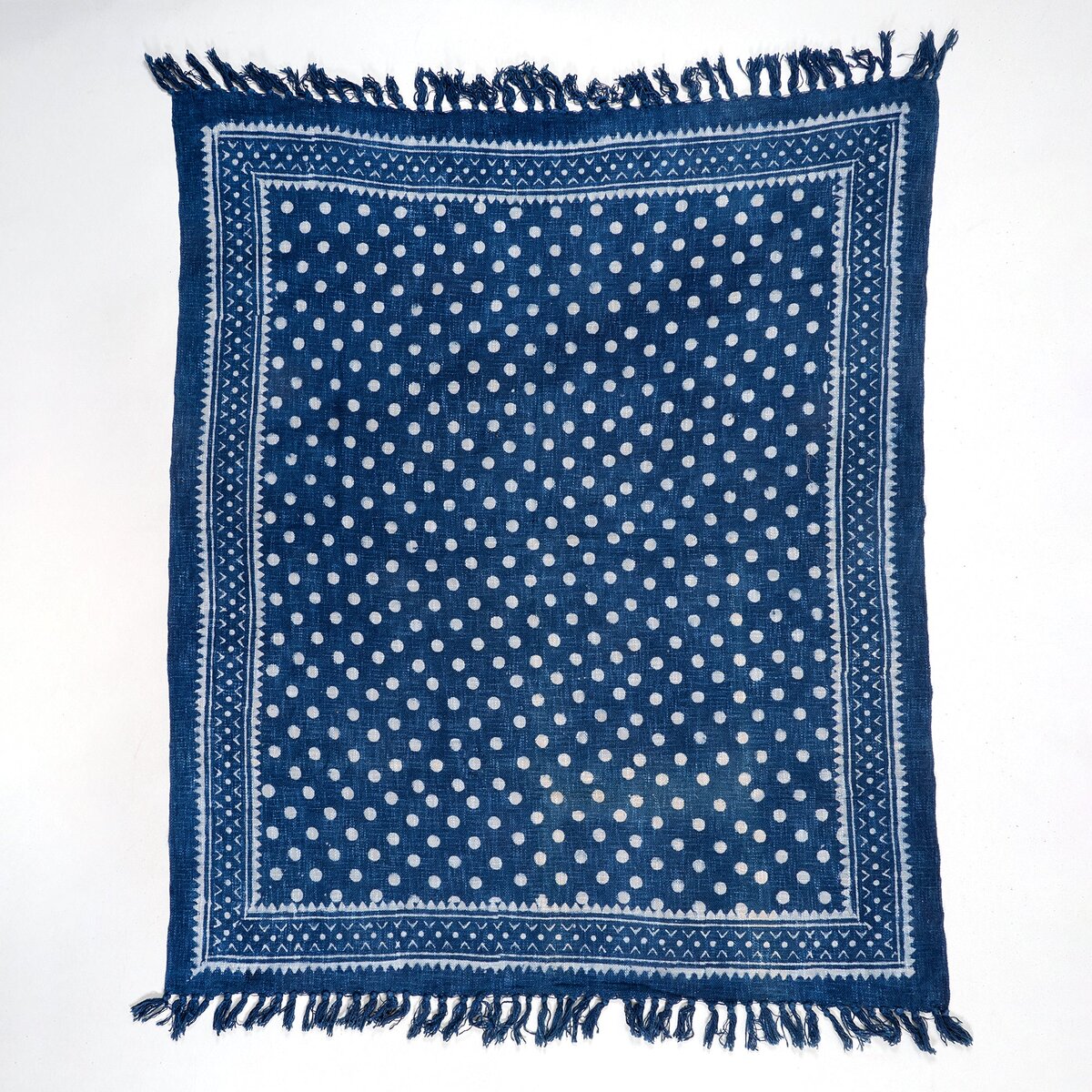 Blue Hand Block Polka Dots Print Cotton Throws for Sofas and Home Decor
