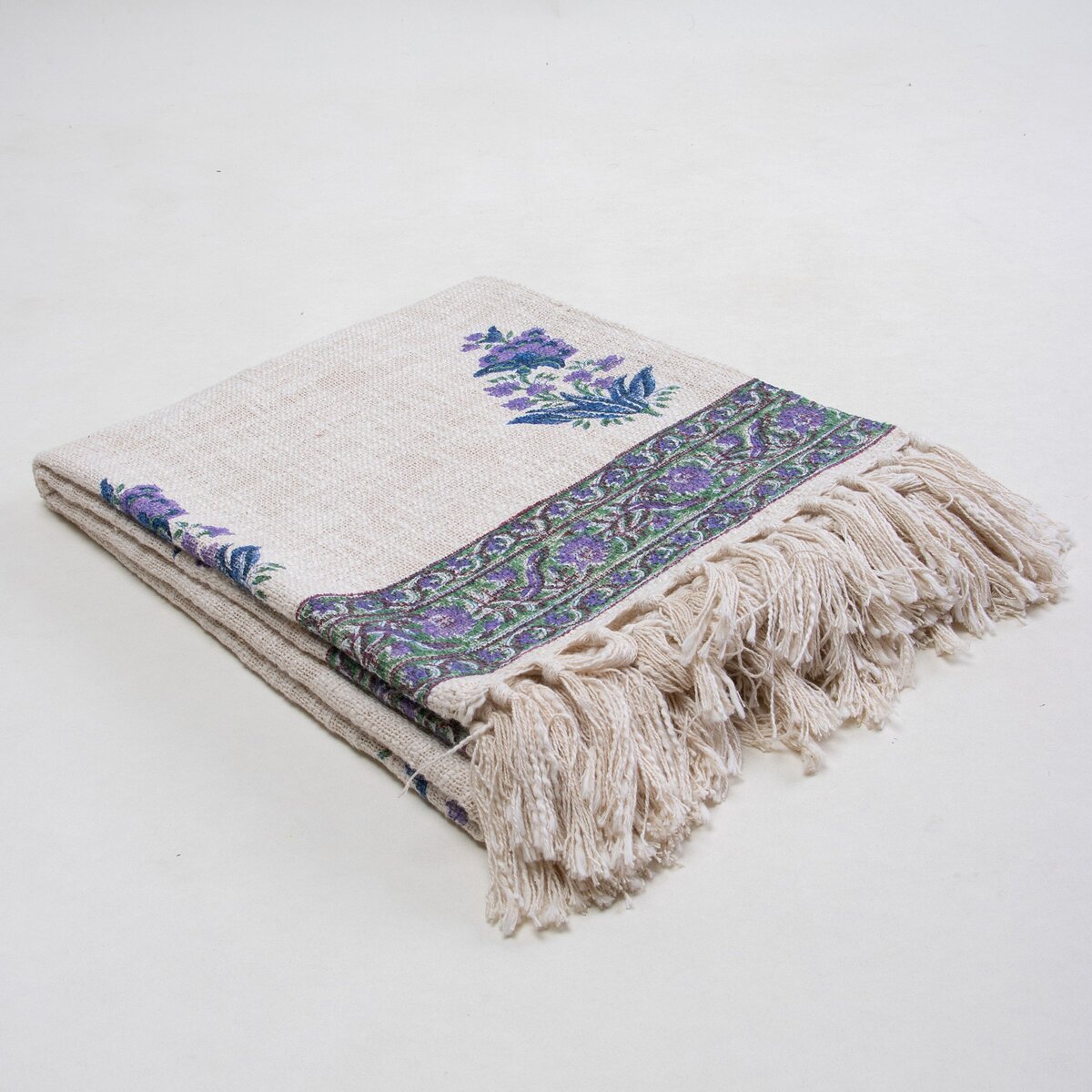 Purple Cotton Stylish Floral Print Throw For Home Decor Items