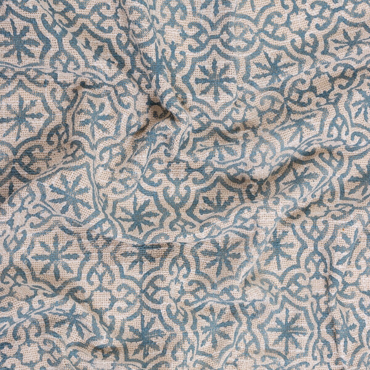 Blue Geometrical Design Hand Blockprinted Sofa Throws