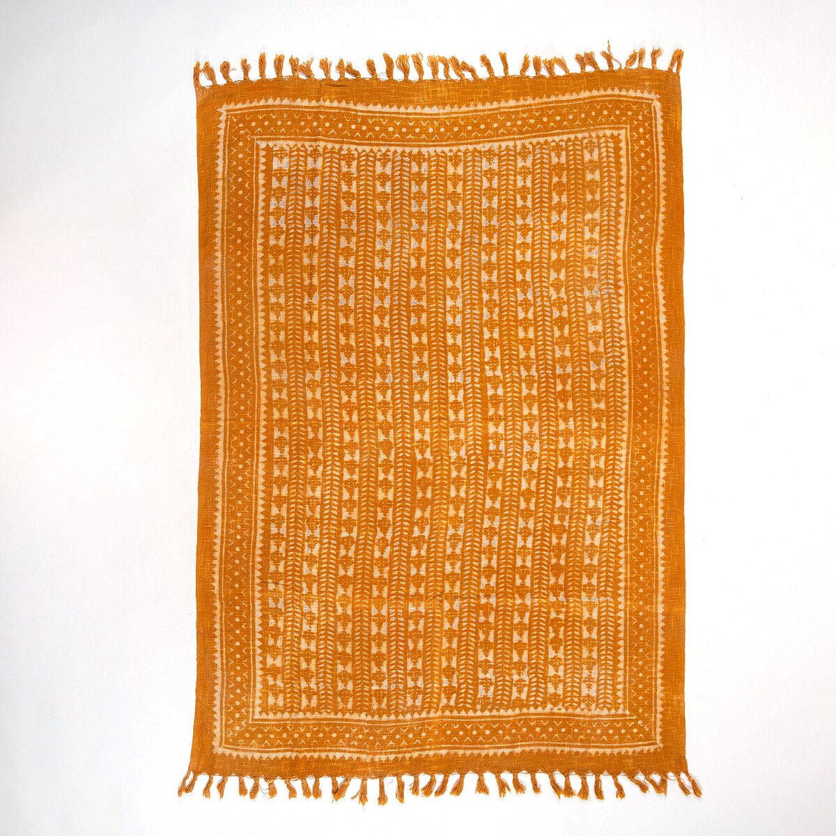 Premium Orange Stripes Block Print Cotton Throws For Sofas