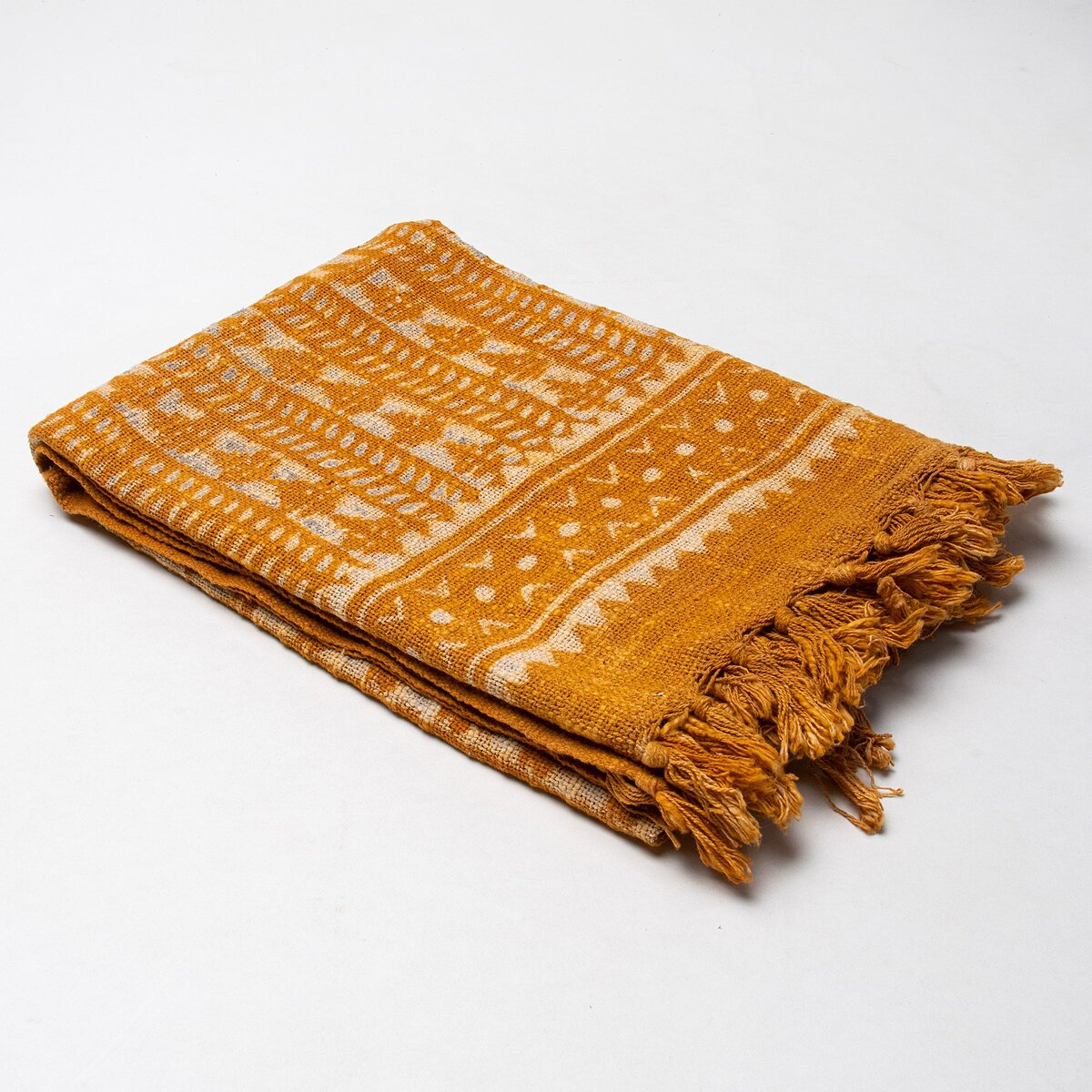 Premium Orange Stripes Block Print Cotton Throws For Sofas