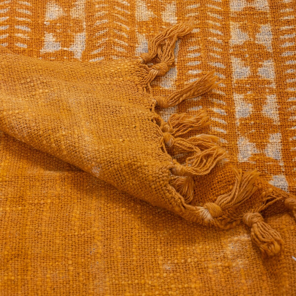 Premium Orange Stripes Block Print Cotton Throws For Sofas
