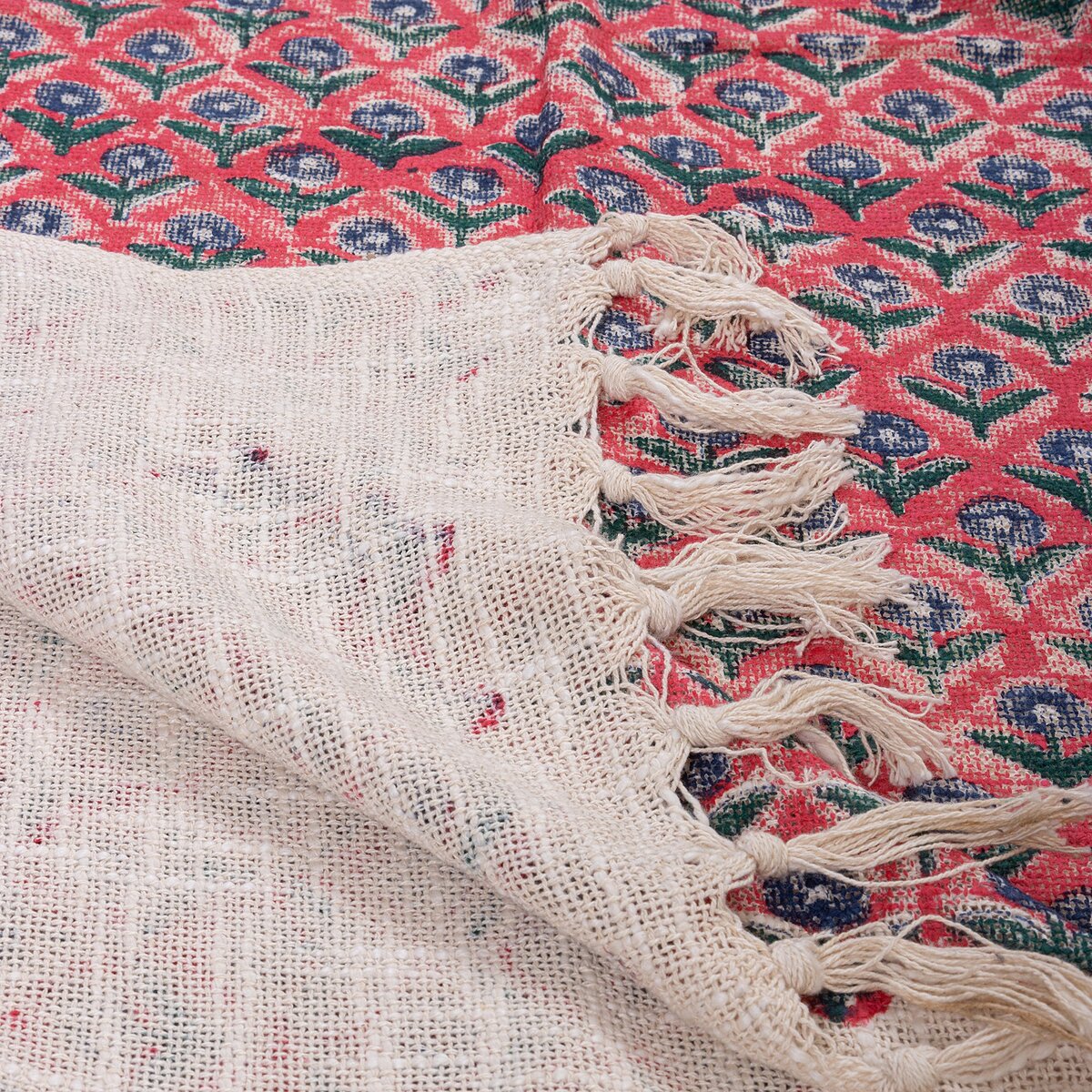 Rose Floral Print Authentic Handmade Throw Blanket For Home Decor
