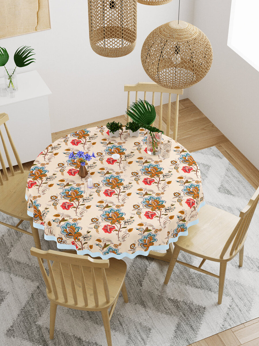 Hand block printed cotton table linen set
