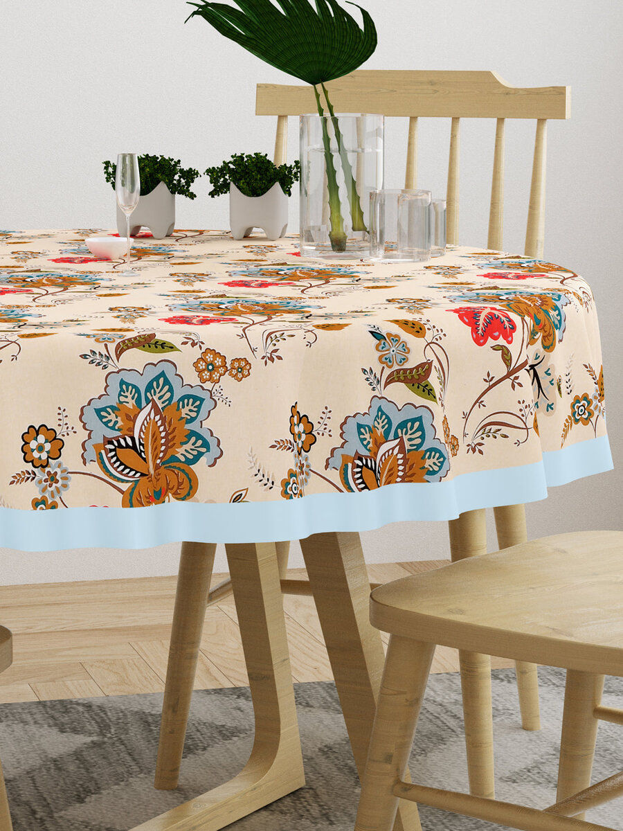 Cotton Round Table Cover - 6 seater- 60inches