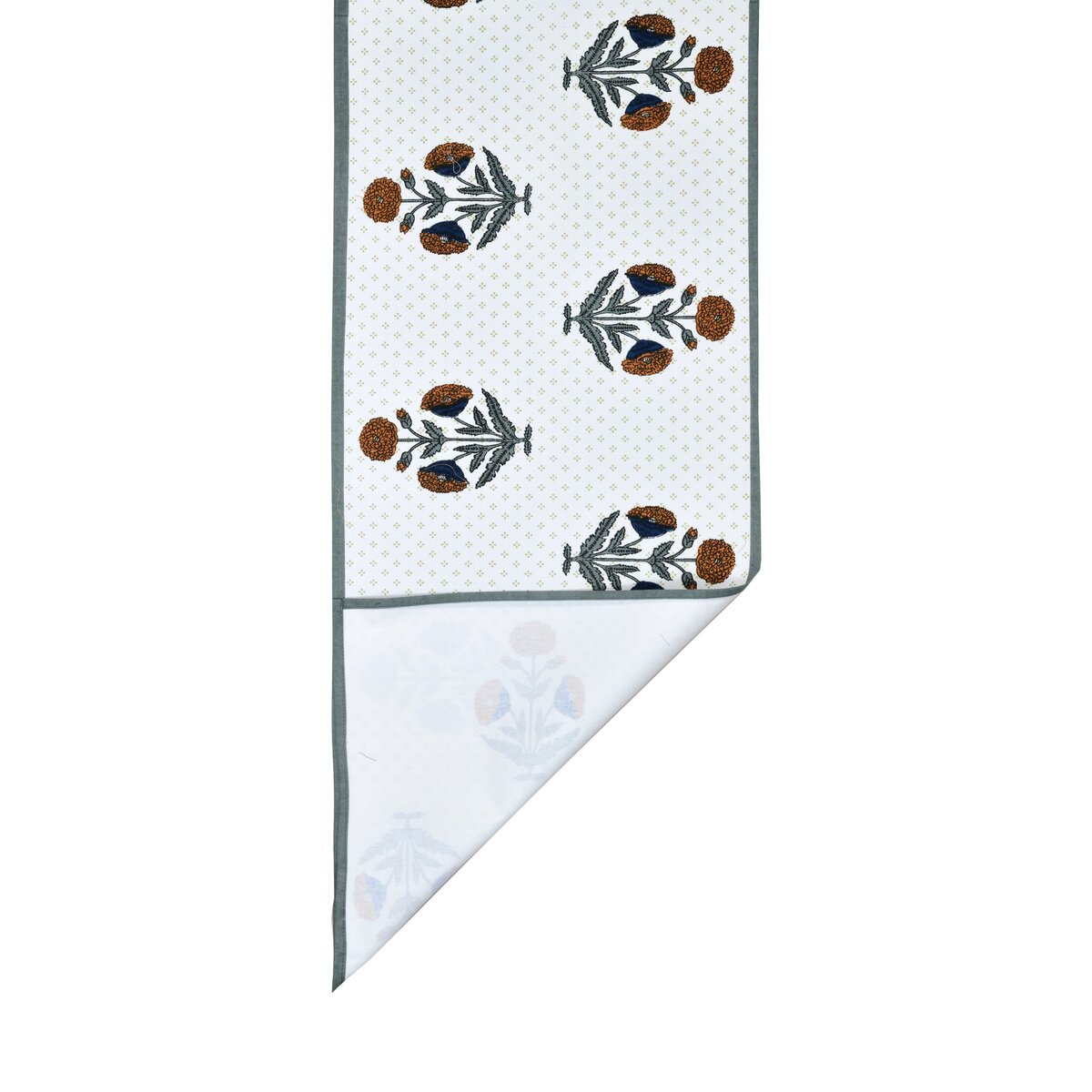 Cotton Handblock Printed Canvas Cotton Table Runner & Set Of 6 Mats with Gift Box
