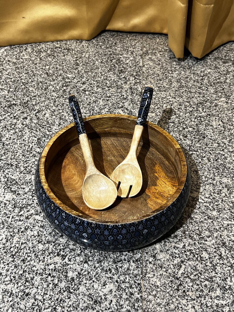 Handcrafted wood and epoxy resin salad bowl