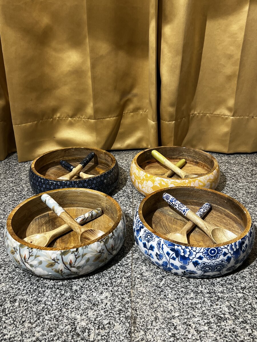 Handcrafted wood and epoxy resin salad bowl