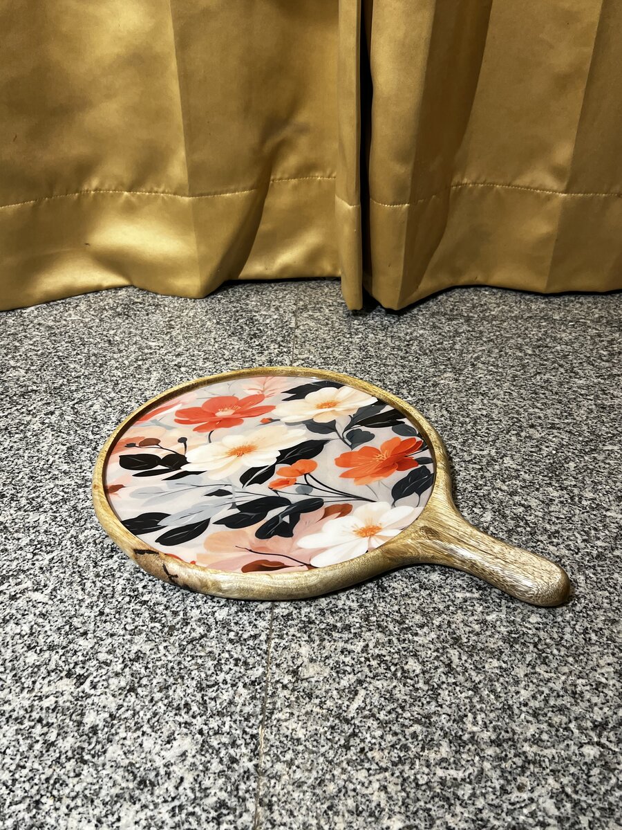 Handcrafted epoxy resin paddle serving board
