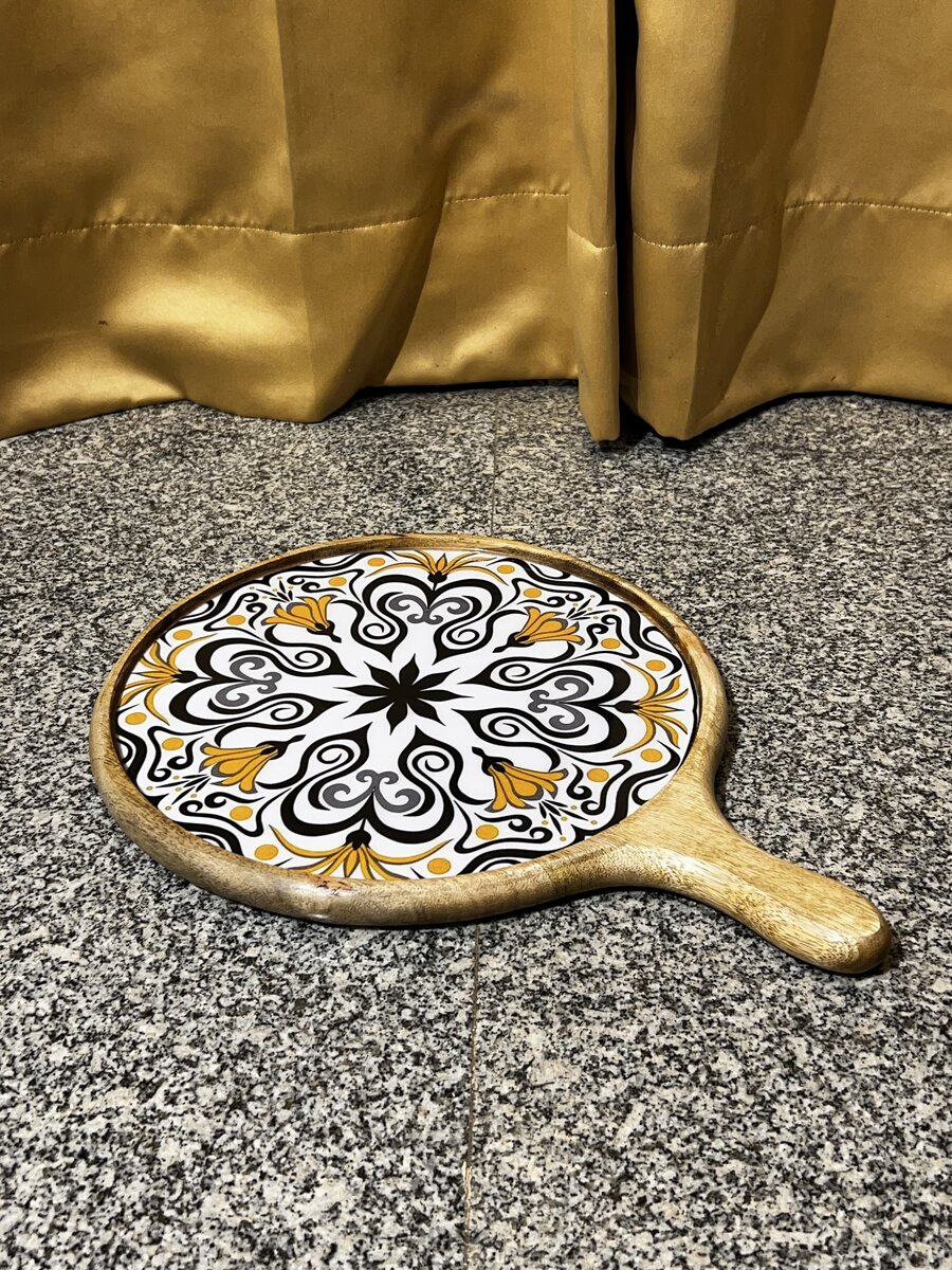 Handcrafted epoxy resin paddle serving board
