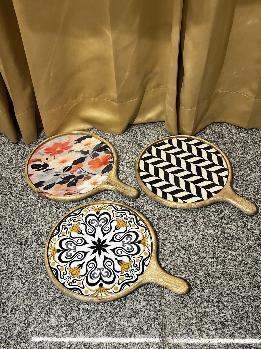 Handcrafted epoxy resin paddle serving board