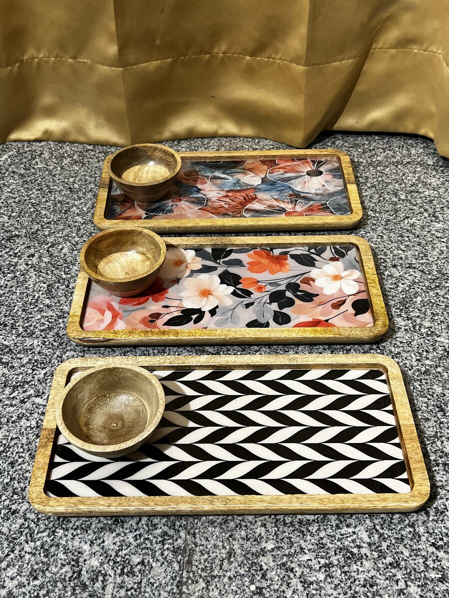 Handcrafted epoxy resin paddle serving board