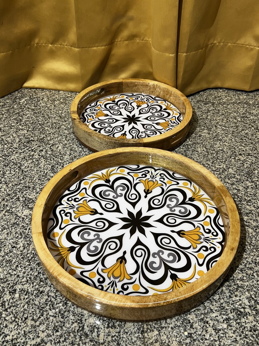 Handcrafted wood and epoxy resin pedestal cake stand