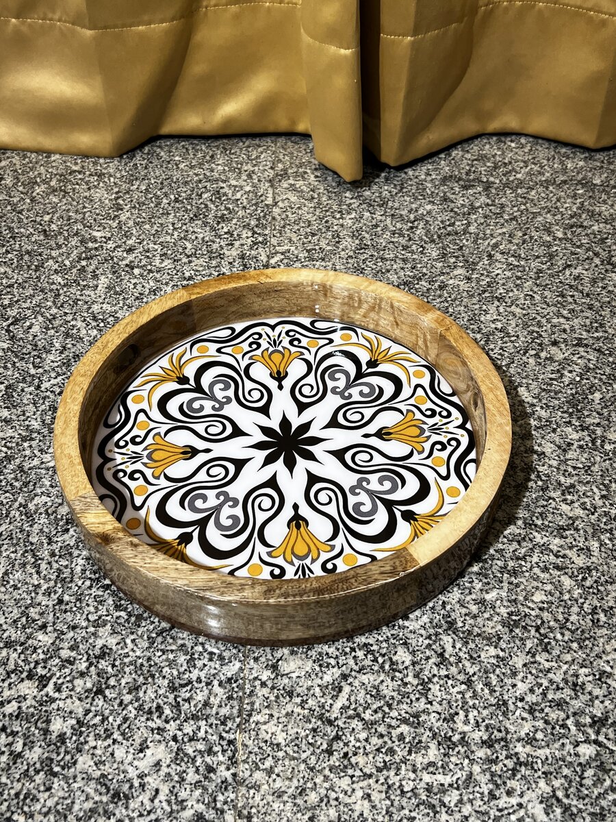 Handcrafted wood and epoxy resin pedestal cake stand