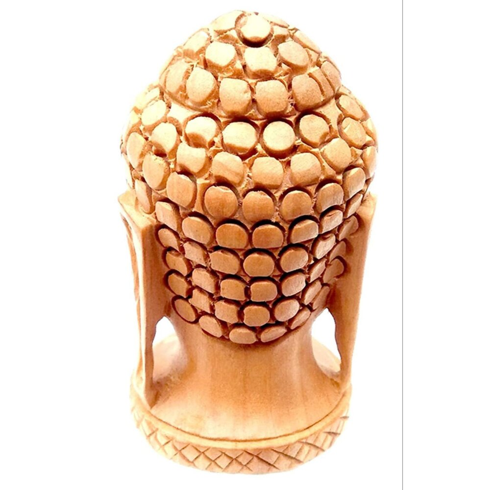 Handcrafted wooden Buddha headface statue