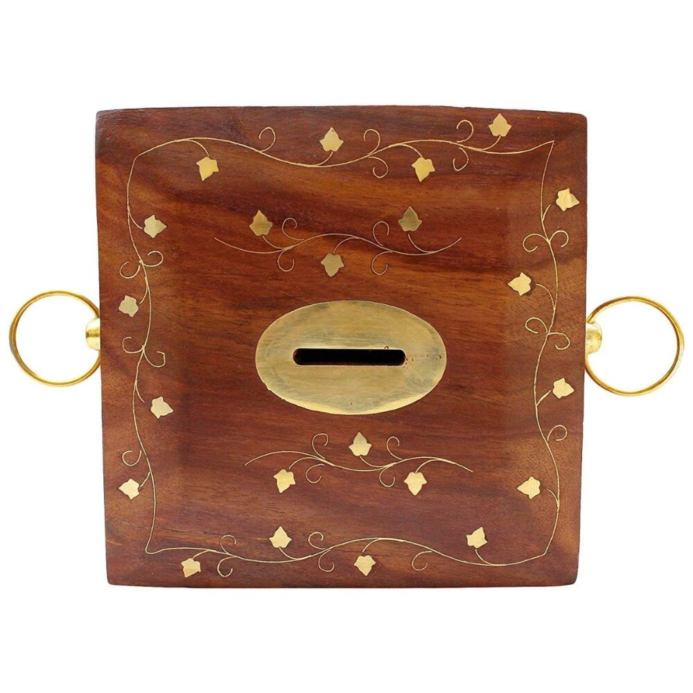 Handcrafted wooden money bank gift