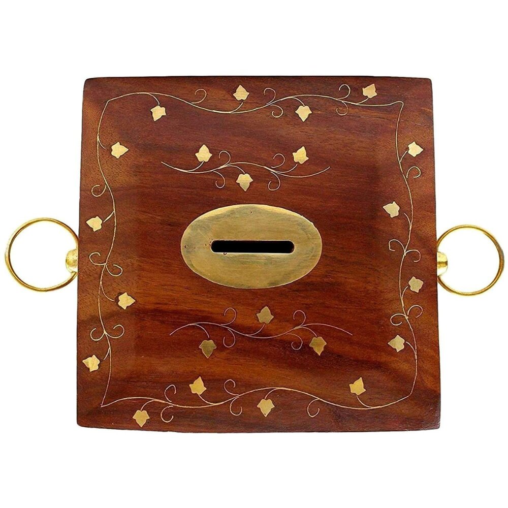 Handcrafted wooden money bank gift
