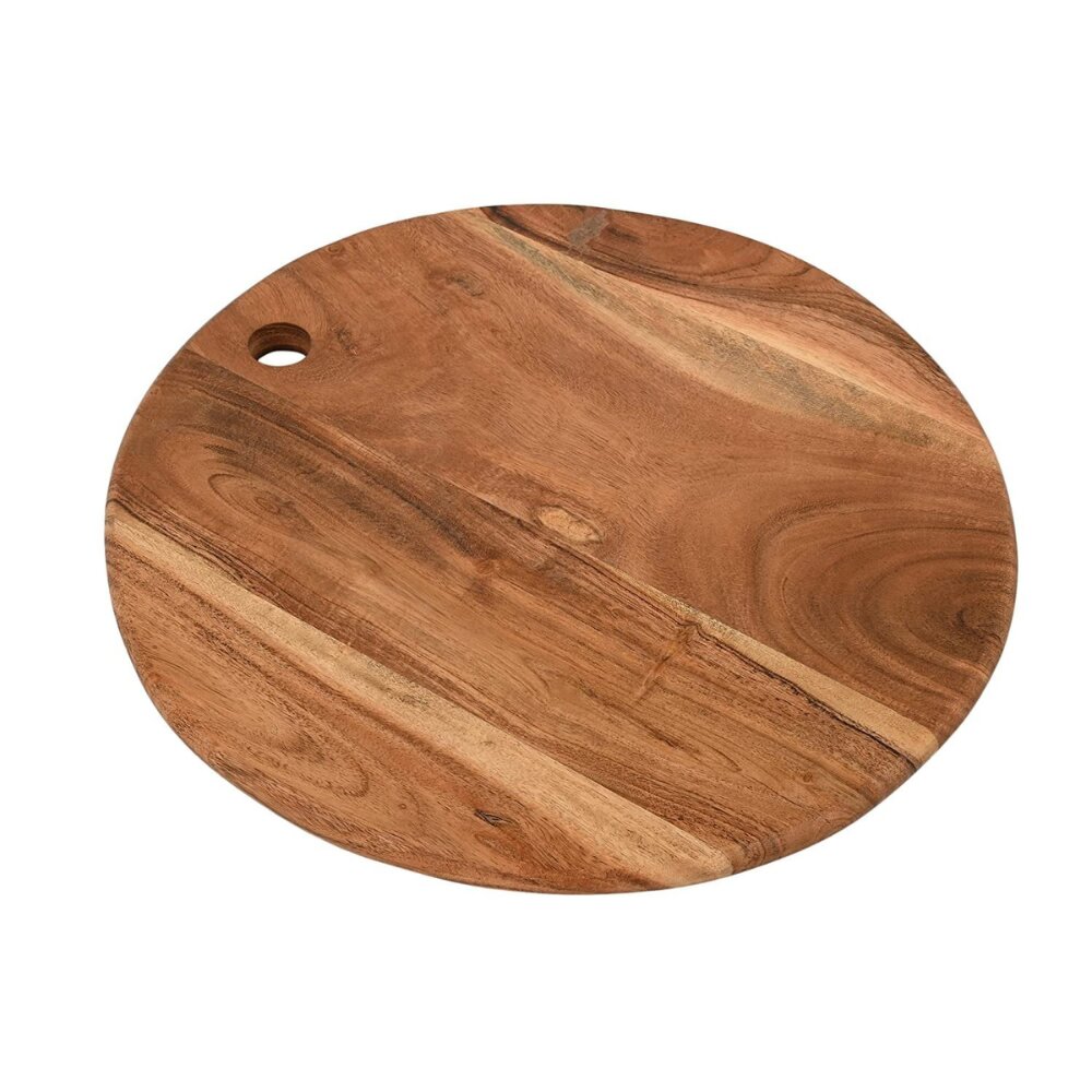 Round handcrafted wooden chopping board
