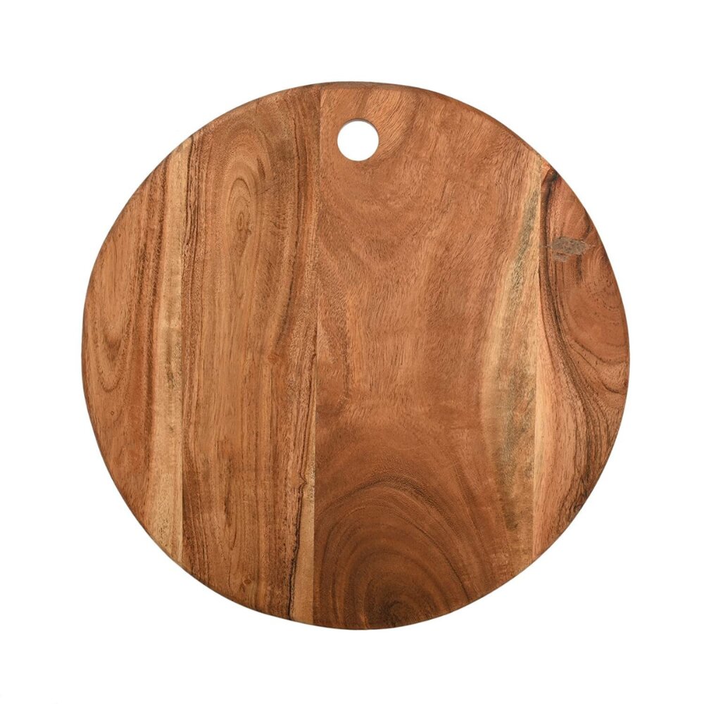 Round handcrafted wooden chopping board