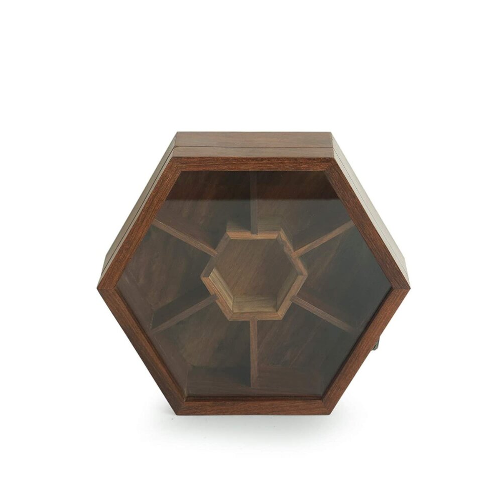 Handcrafted natural wood spice box